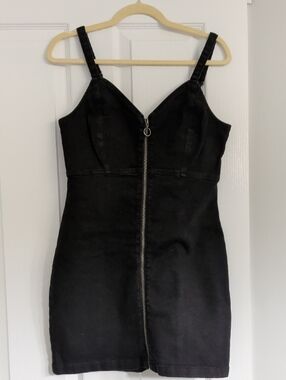 Garage Black Zip-Front Mini Dress